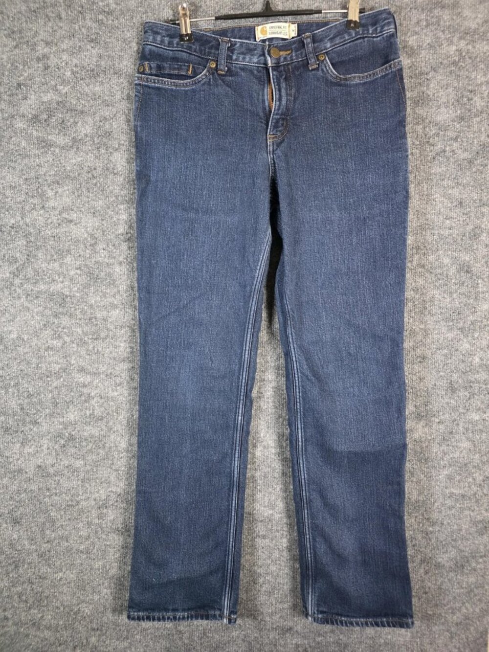 Carhartt Jeans Womens 8 Regular Blue Flannel Lined Original Fit Straight 102729